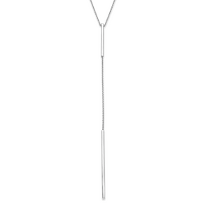 Leslie's 14K White Gold Polished Y-drop Bar with  1in ext. Necklace
