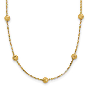 14KY Diamond-cut Beads Station Necklace