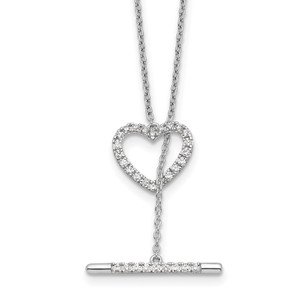 14K White Gold Lab Grown VS/SI FGH Dia Heart Toggle Necklace