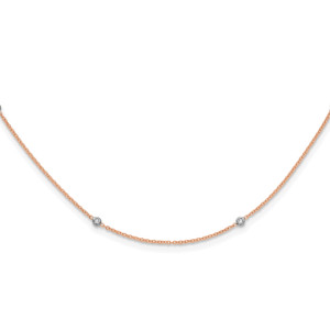 Herco 14K Rose Gold Diamond Stations 16 inch Necklace