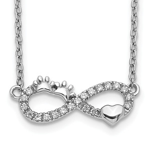 14k White Gold Diamond Infinity Pawprint/Heart 18 inch Necklace