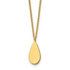 Leslie's 14K Polished and Satin Teardrop with  1.25in Ext. Necklace