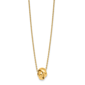 Herco 14K Polished Love Knot with 2 Inch Extension Necklace