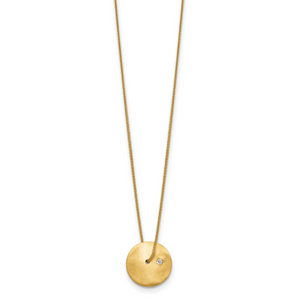 Herco 14K Satin Diamond Disc 16 inch with 2 in ext. Necklace