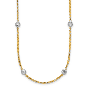 Herco 14K Two-tone Diamond Stations 18 inch Necklace