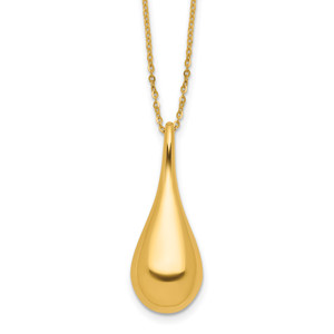 Leslie's 14K Polished Teardrop 16in with 2in ext. Necklace