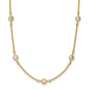 Leslie's 14K Polished Cubic Zirconia Station with 2in ext. Necklace