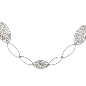 Sterling Silver Fancy Oval Link Necklace