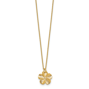 Herco 14K Textured Diamond Flower 16 inch with 2 in ext. Necklace