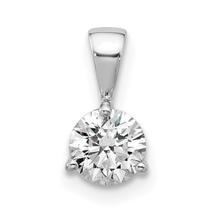 14kw 1.00ct. Round Lab Grown Diamond VS/SI FGH 3 Prong Solitaire Pendant