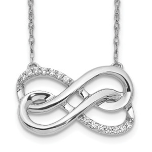 14k White Gold Diamond Double Infinity Symbol 18 inch Necklace
