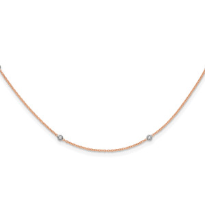 Herco 14K Rose Gold Diamond Stations 20 inch Necklace