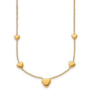 Herco 14K Polished Graduated Hearts with  2in Ext. Necklace