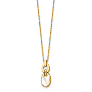 HERCO Gold Diamond & Mother of Pearl Pendant Necklaces