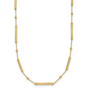 Herco 14K Polished and Diamond-cut Bead/Bar 16 in with 2in ext. Necklace