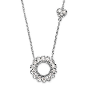 14K White Gold Lab Grown Diamond VS/SI FGH Heart and Circle Necklace