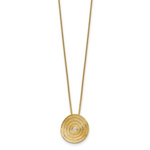 Herco 14K Textured Diamond Circle Swirl Disc 16 inch with 2in ext Necklace