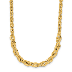 Leslie's 14k Polished and D/C Fancy Link Graduated 18in Necklace