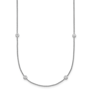 Herco 14K White Gold Solid Diamond Station 18 inch Necklace