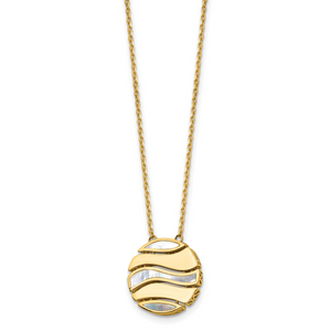 HERCO Gold Mother of Pearl 17mm Wave Circle Pendant Necklaces