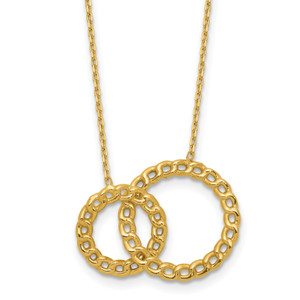 Leslie's 14K Polished/Diamond-cut 2 Circles with 2in ext. Necklace