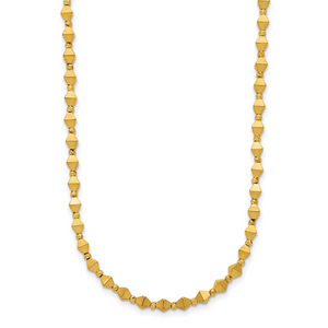 Herco 14k Polished / Diamond-cut Geometric Bead with  2in Ext. Necklace