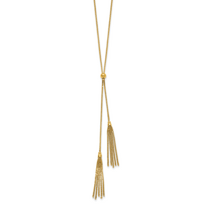 Herco 14K Polished Sliding Chain with Tassels 30 inch Necklace
