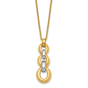 Herco 14K Two-tone Polished Fancy Oval Links with  2in Ext. Necklace