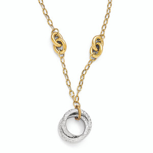 Leslie's 14k Two-tone Polished and Diamond-cut Necklace with 2in ext