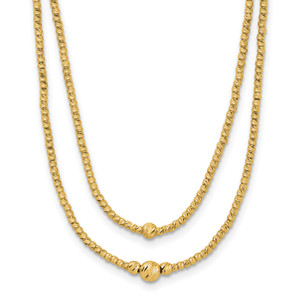 Leslie's 10K Polished and Diamond-cut beads 2-Strand Necklace