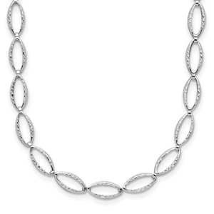 Leslie's 14K White Gold Polished and Diamond-cut Fancy Link Necklace