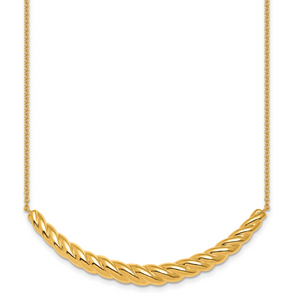 Herco 14K Polished Twisted Curved Bar with 2in Ext. Necklace