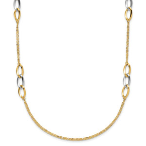 14K Two-tone Polished with  .25 in ext. Fancy Link Necklace