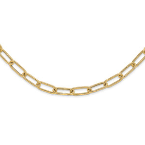 Leslie's 14k Polished Textured Oval Link Necklace