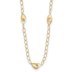 Leslie's 14K Polished and Diamond-cut Fancy Link with 1in ext. Necklace