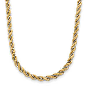 Leslie's 14K Two-tone Polished Textured Rope Necklace