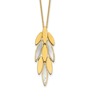 Leslie's 14K Two-tone Polished/Dia-cut Fancy with 1in ext. Necklace