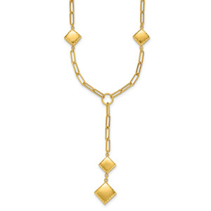 Herco 14K Polished/Diamond-cut Paperclip Chain Y-Drop Necklace