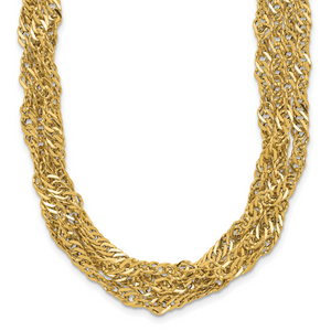 Leslie's 14K Polished/Diamond-cut Multi-strand Singapore Necklace