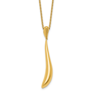 Herco 14K Polished Fancy Curved Pendant  with 1 Inch Extension Necklace