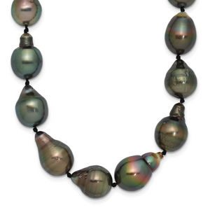 14K WG 8-11mm Baroque Saltwater Cultured Tahitian Pearl Graduated Necklace
