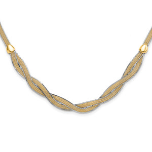 14k Two-tone 17in with 2in Ext. Mesh Necklace