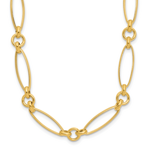 Leslie's 14K Polished/Textured Fancy Link Necklace