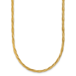 Herco 14K Polished and Braided with  2 Inch Extension Necklace