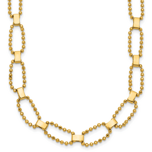 Leslie's 14K Polished / Dia-cut Fancy Beaded Link with  2in ext. Necklace