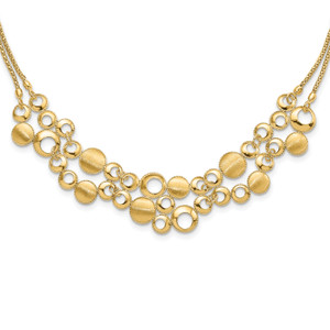 Leslie's 14K Polished and Satin Circles with 2in. ext Necklace
