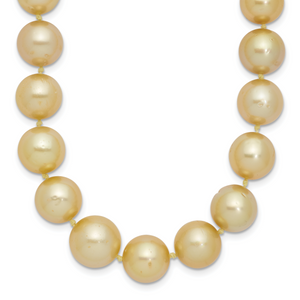 14K 9-12mm Golden Saltwater Cult South Sea Graduated Baroque Pearl Necklace