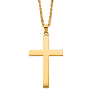 Herco 24K Polished Solid Latin Cross 22 Inch Necklace