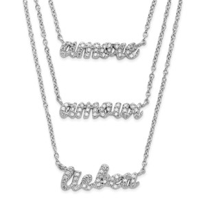 Sterling Silver RH-plated 3 Tier Love in Germany, Italian, French Necklace