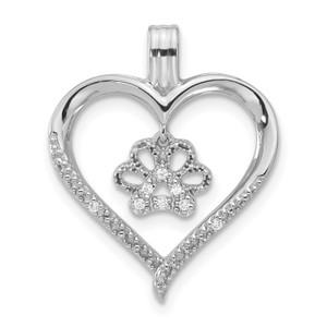 Diamond Paw Print Heart Pendant Necklaces